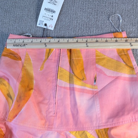 ZARA Pink Banana Print High Low Midi Skirt 3188/153 XS New With Tags - Picture 7 of 9